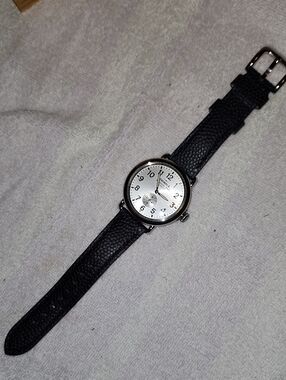 Shinola Argonite Men's Black Leather Strap Watch with Silver Dial